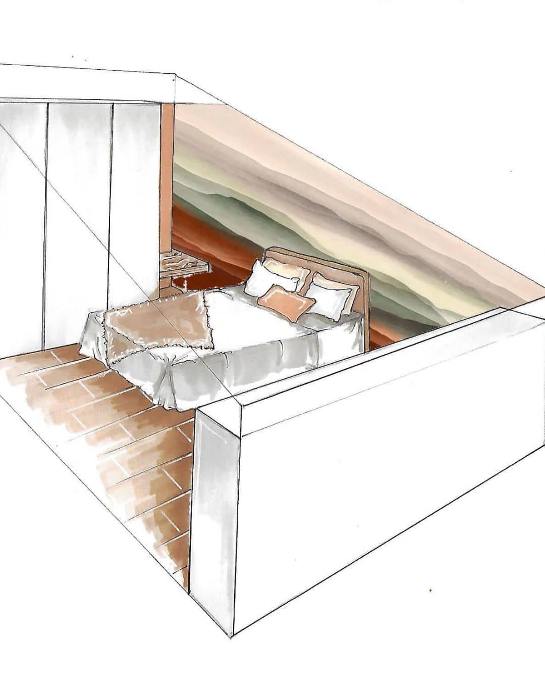 renovation dépendance chambre sous les combles perspective