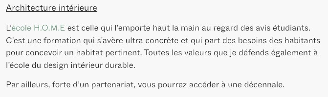Ce que pense Nina Chardin de la formation en architecture d'intérieur de l'École HOME