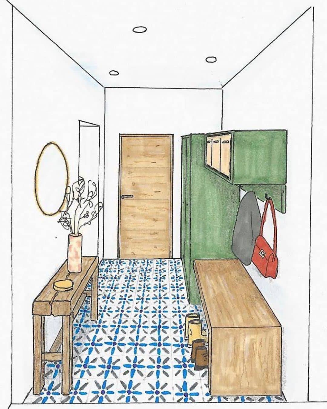 entree-transformation-atelier-habitation Perspective entrée projet de transformation d'un ancien atelier en habitation