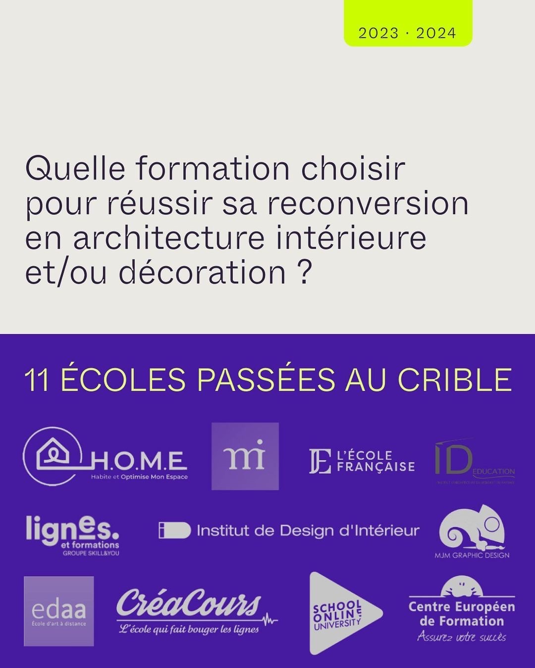 Visuel insta choix de formation en architecture d'intérieur