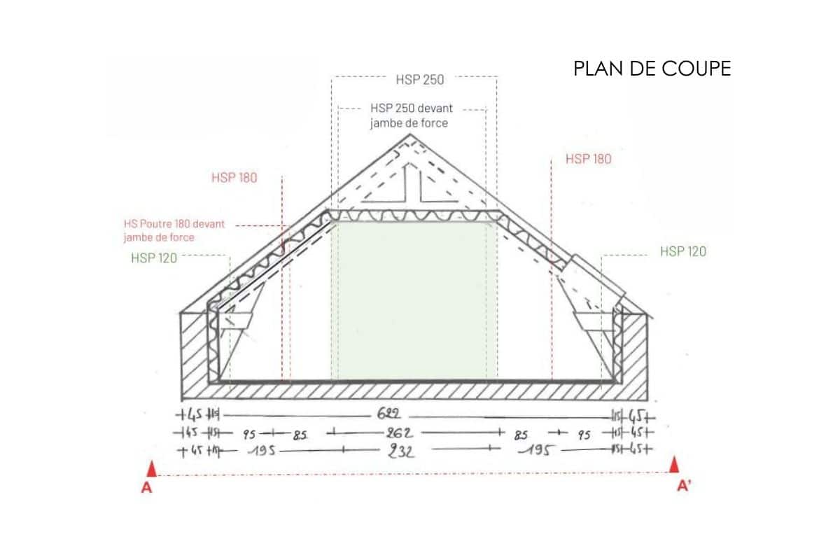plan-coupe-atelier Plan de coupe de l'ancien atelier avant transformation en habitation