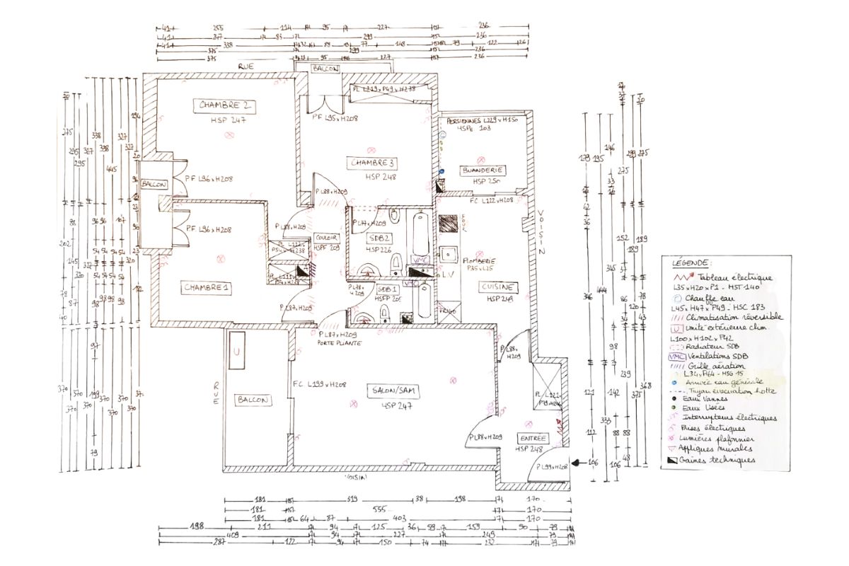 rénovation T4 familial plan existant
