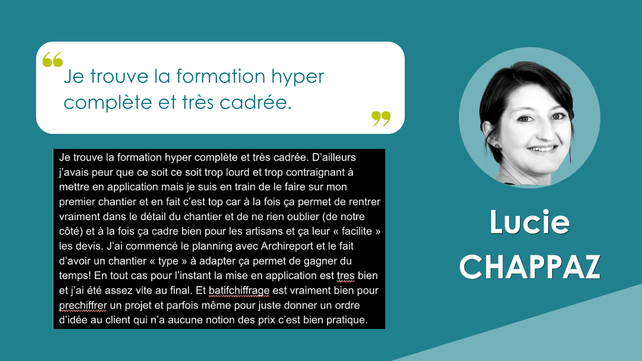Témoignage Chantier Cadré "Je trouve la formation hyper complète et très cadrée."