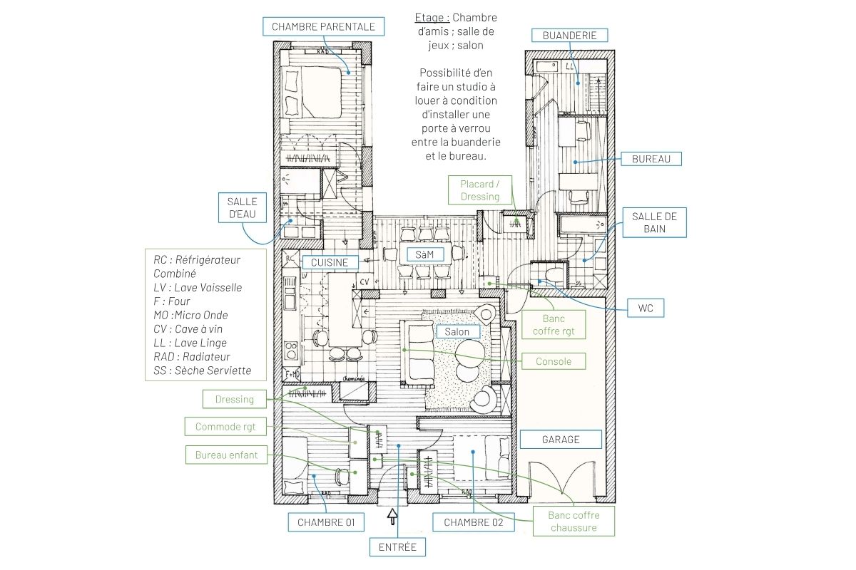 rénovation maison en U plan APD