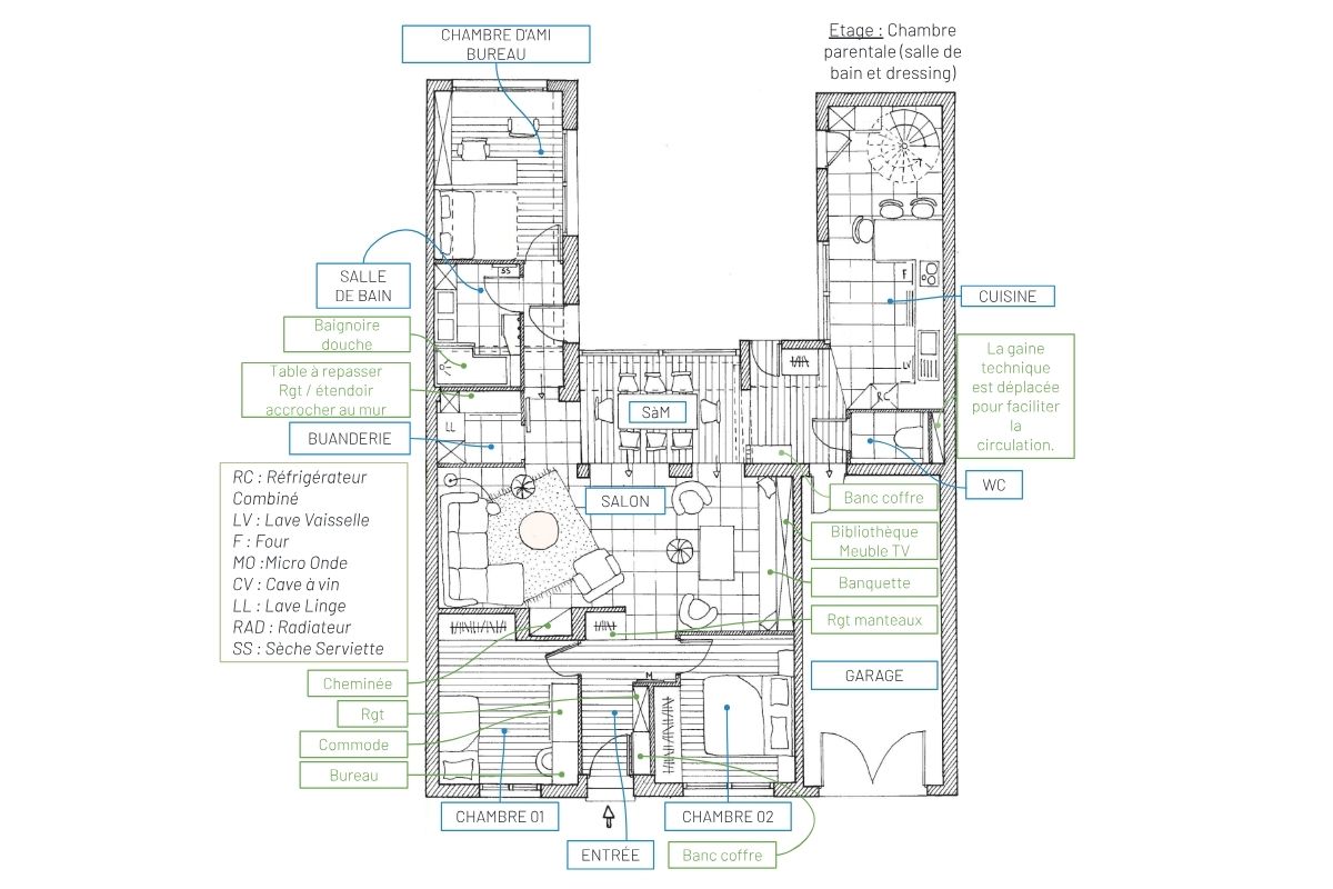 rénovation maison en U plan APS 3