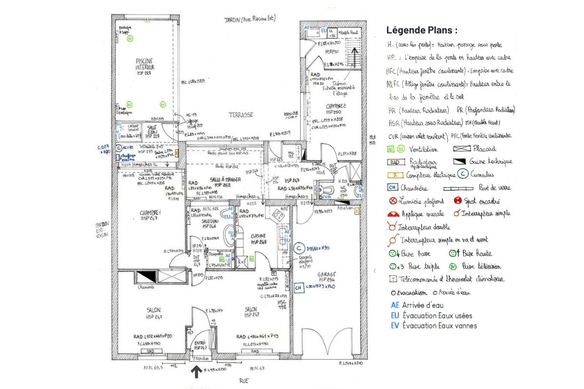 rénovation maison en U plan existant