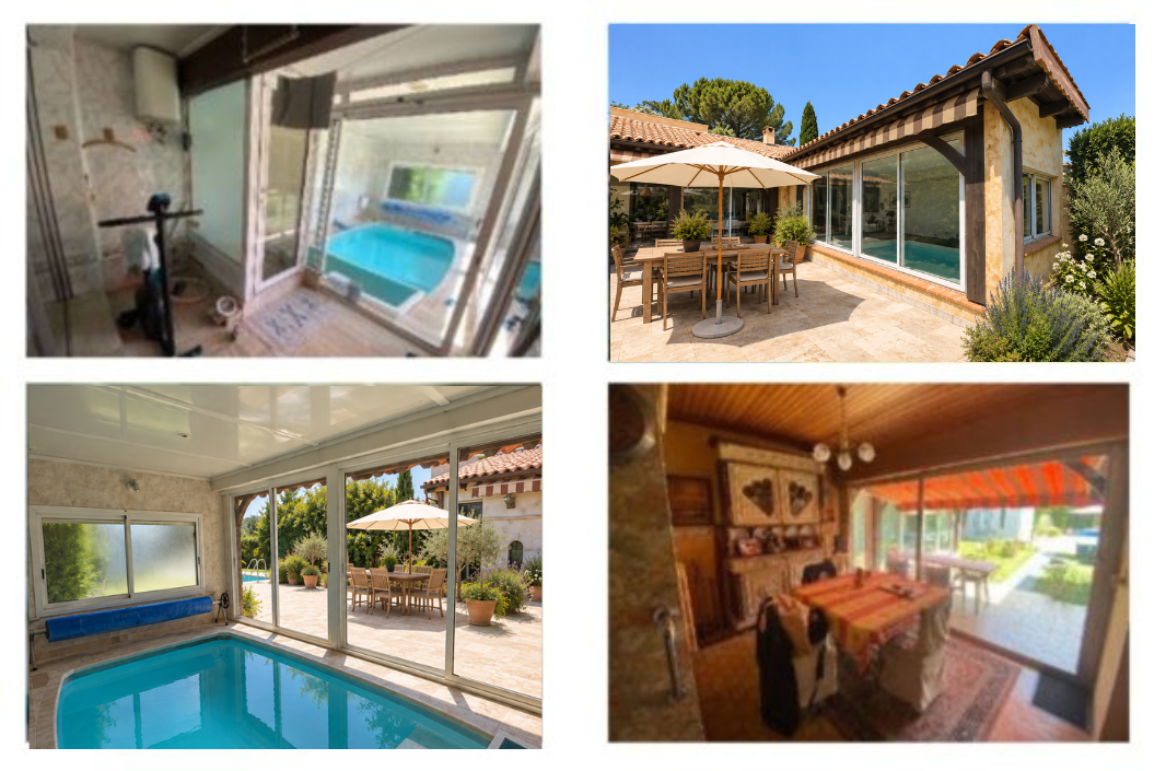 rénovation maison en U photos existant piscine